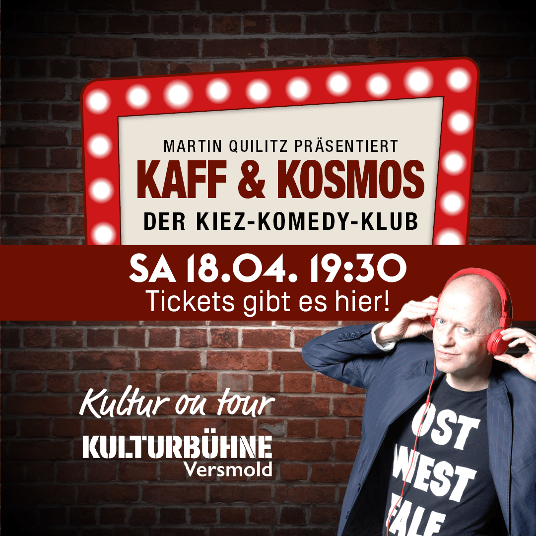 PopUp mit den Plakatmotiv von Kaff und Kosmos im April